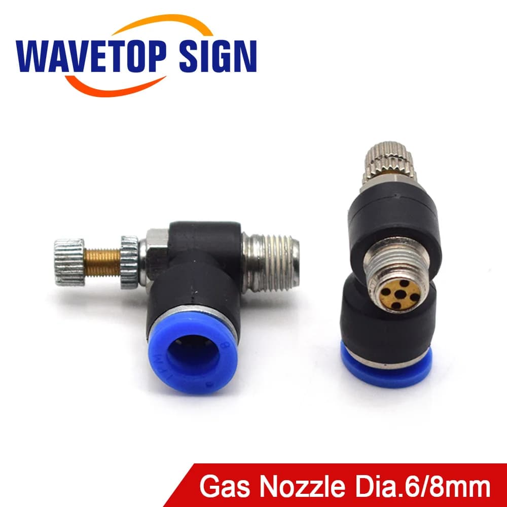 WaveTopSign Ugello del gas Regolazione dell'aria Dia.6mm 8mm 2 Pz/lotto Ugello dell'aria per macchina per taglio e incisione laser con testa laser Co2