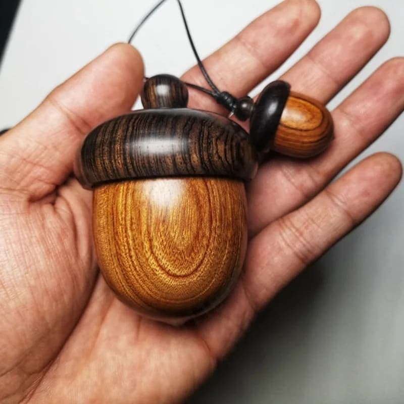 Purple Sandalwood Storage Box Acorn Ring Case Essential Oil Pendant Portable Tea Canister Valentine Gift Jewelry Organizer Decor