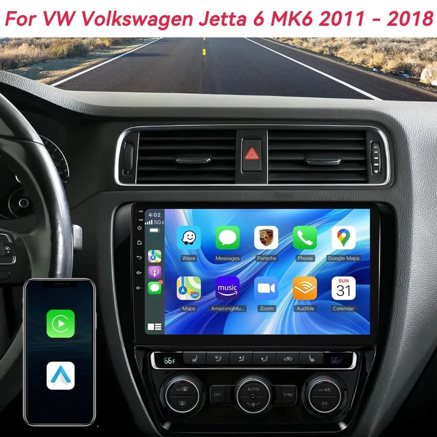 Autoradio Android 16 CarPlay per VW Volkswagen Jetta 6 MK6 2011-2018, Lettore Multimediale Video, Navigazione GPS, Stereo 4G+WIFI