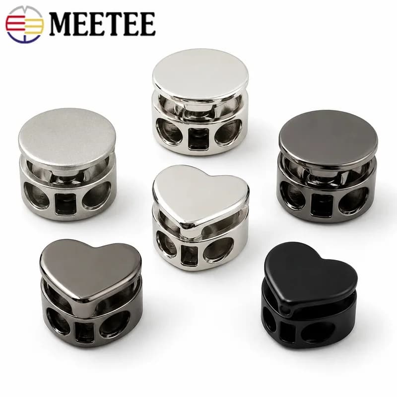 20Pcs 4mm/10x15mm Metal Cord Lock Spring Stopper Adjustable Rope Toggle for Hat Jacket Hoodie Drawstring Sewing Hardware Supply