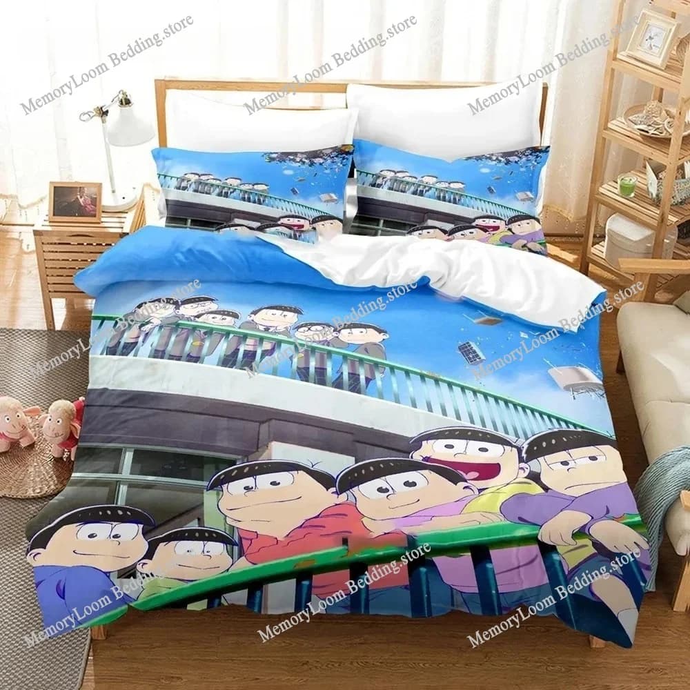 Set lenzuola anime con stampa 3D Set biancheria da letto Osomatsu-san Set letto singolo doppio completo Queen King Size Set copripiumino per camera da letto per ragazzo adulto