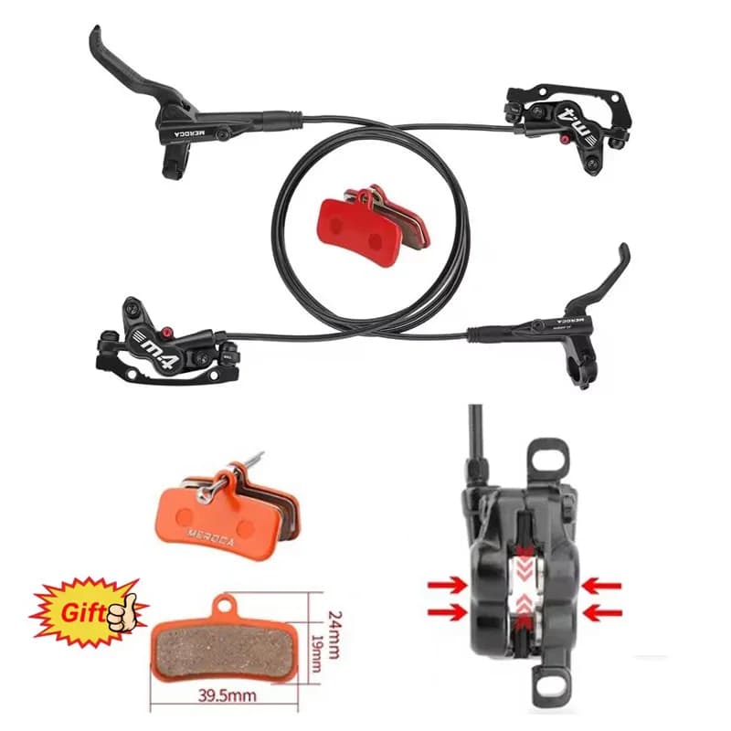 MEROCA M4 Set freno a disco idraulico a 4 pistoni Freni a disco idraulici per mountain bike Anteriori 800/posteriori 1400mm Accessori per biciclette