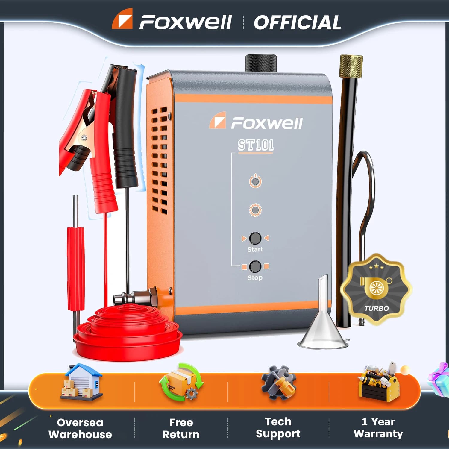 FOXWELL ST101 Turbo Rilevatore di perdite di fumo per auto automobilistiche 12V EVAP Rilevatore di perdite Tubo dell'olio Generatore di fumo Strumenti di ispezione