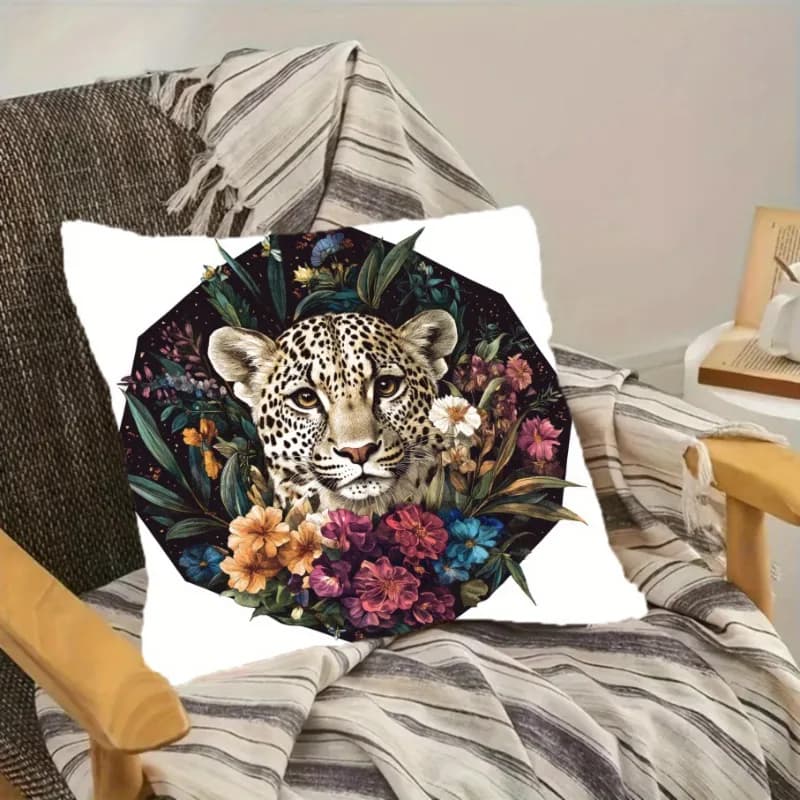 Fodere per cuscini con stampa floreale leopardata, federe per sedia e divano, con cerniera, per soggiorno e camera da letto, decorazioni per interni.