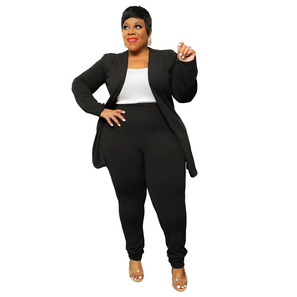 Women's Long Sleeve Cardigan Coat Slim Fit Pants Two-Piece Set (No Inner Top) Elegant Slimming Comfort All match Commute Outfit