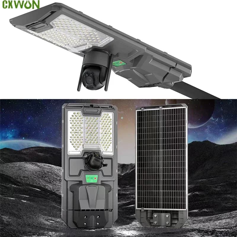 300W 500W Lampioni solari 4G WIFI 5MP Telecamera di sicurezza Lampada da giardino Sensore di movimento Impermeabile IP65 Luce solare da parete