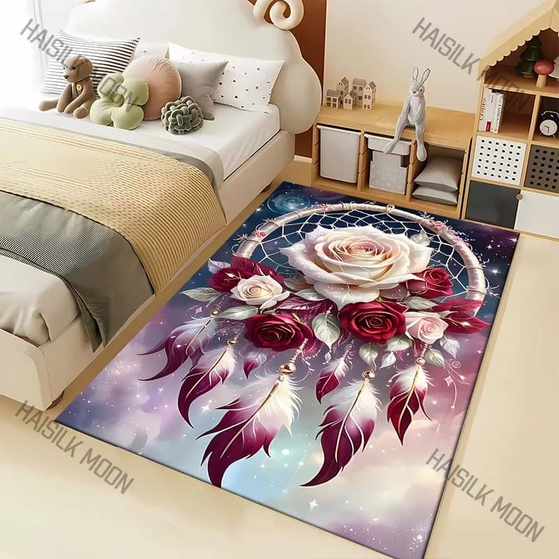 1PC Rose Dream Catcher Carpet for Living Room Bedroom Bedside Floor Mat Sofa Table Area Rugs Home Decor Fast Shipping