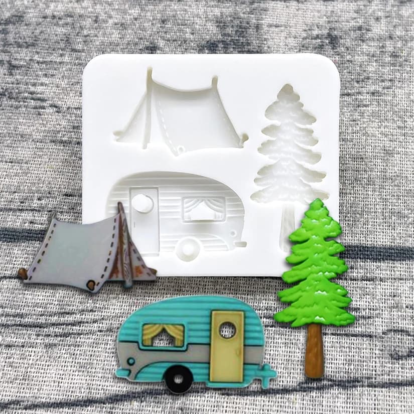 Stampo in Silicone per Tenda da Campeggio, Casa Mobile, Strumenti per Resina, Stampi per Cupcake, Utensili per Decorazione Torte in Fondente