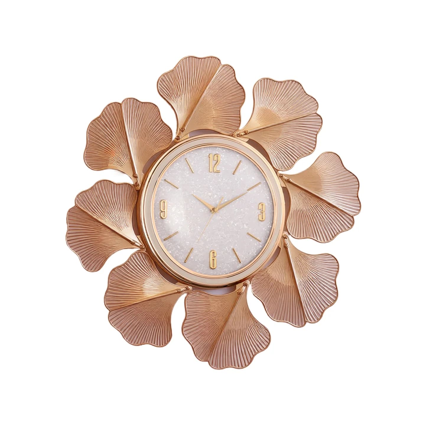 Orologio da parete a forma di petalo, orologio da parete decorativo con texture a conchiglia per soggiorno