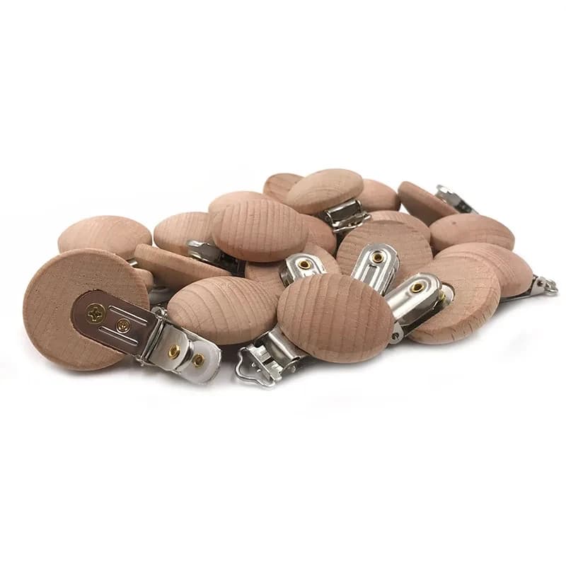 ABCPICK 20pcs Wooden Pacifier Clip Wooden Pacifier Clip Holder Accessories Bracket For Making Baby Toys Gift Diy Dummy Chains
