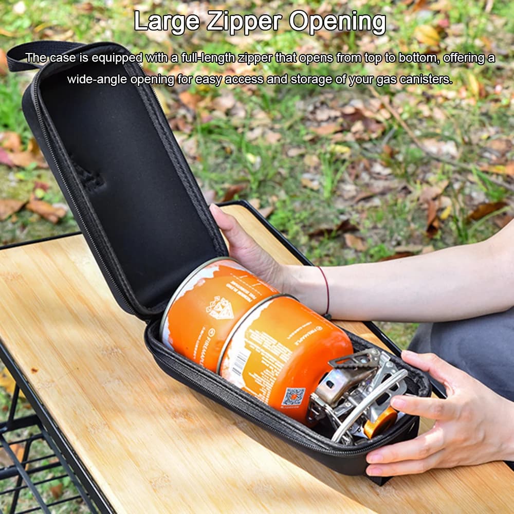 EVA camping case with hard shell for gas cylinder, large zippered shockproof housing, double handle, compatible with G2/G5