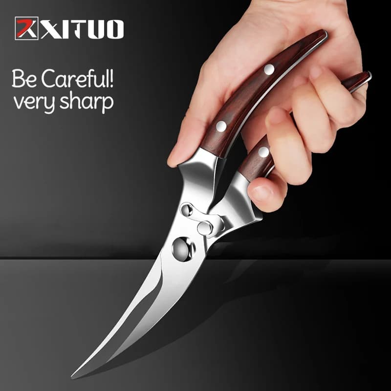 XITUO Forbici da cucina Forbici per ossa di pollo in acciaio inossidabile Cesoie per pollo ossa di anatra Coltello da cucina multifunzione