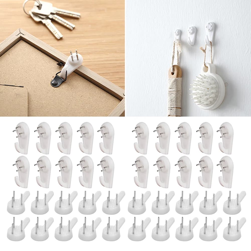 20 Pz Viti per chiodi invisibili Appendiabiti per foto da parete Appendiabiti per cornice Gancio per pittura Gancio per mobili per unghie Ganci per foto Traceless