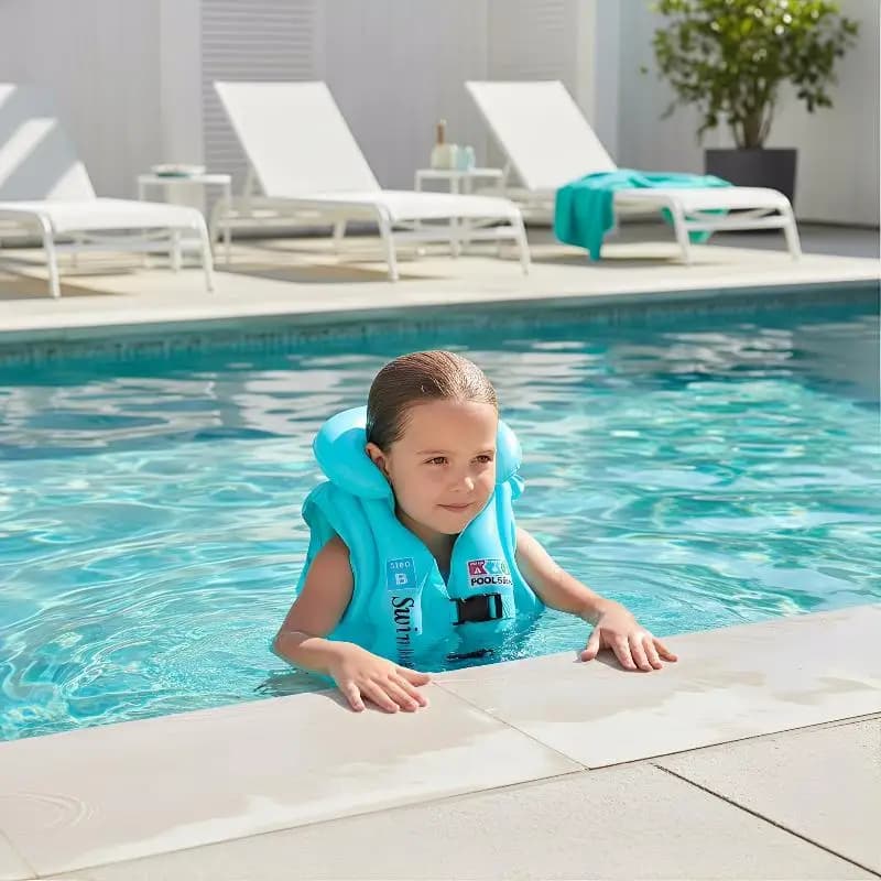 Children’s Swimming Life Jacket Inflatable Portable Floatation Vest with Adjustable Straps Safety Aid for Pool Beach Water Park
