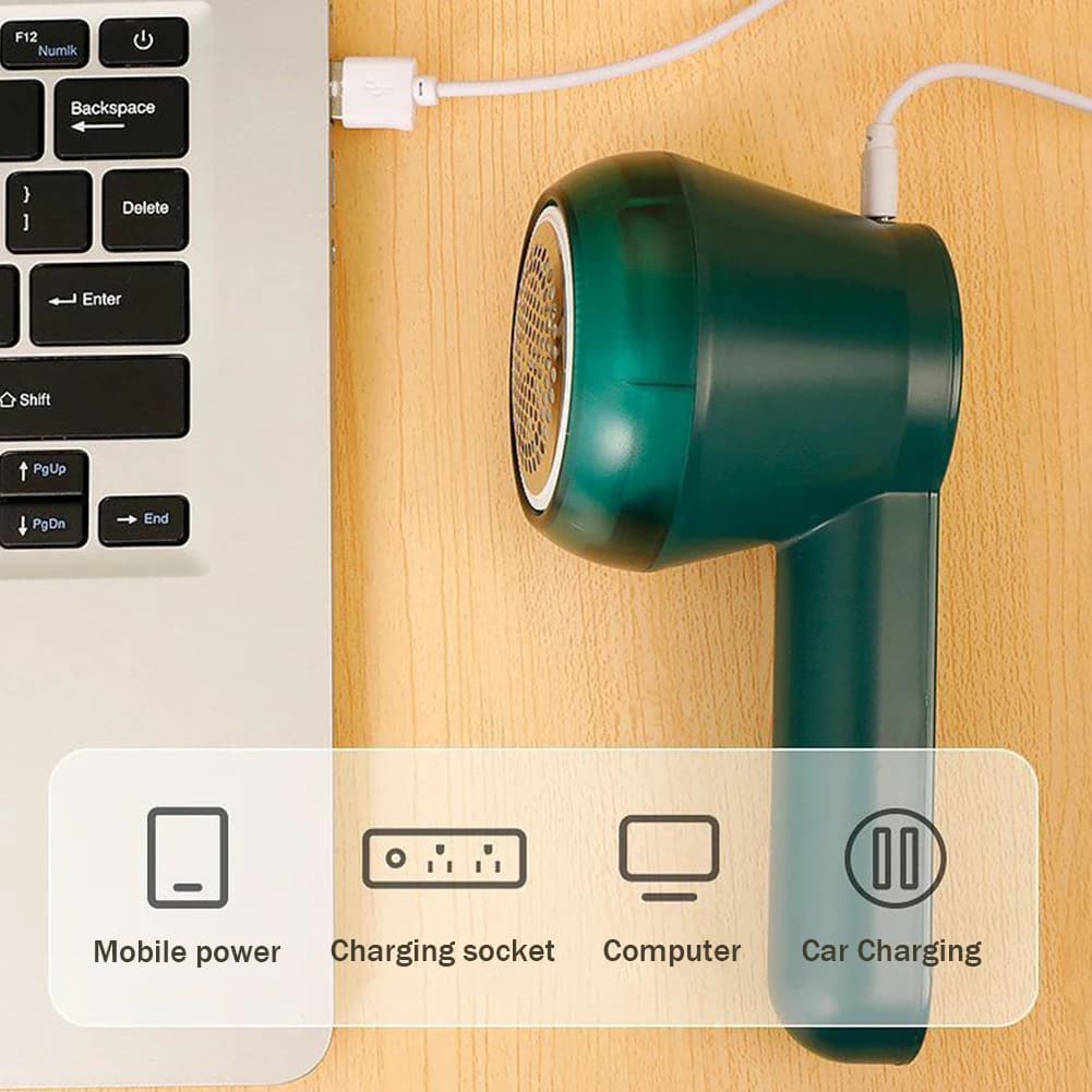 Fabric Shaver Portable Sweater Shaver Defuzzer USB Rechargeable Pilling Fuzz Remover 6-Leaf Blades for Home TravelHome Supplies