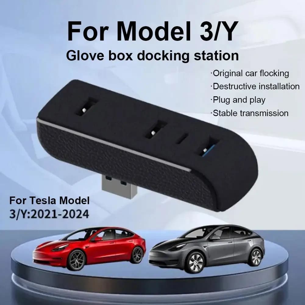 Docking station for storage space for Tesla Model 3/3+ Model Y Juniper Porte hub USB Extensor USB Charger Upgrade Data Transfer Adapter