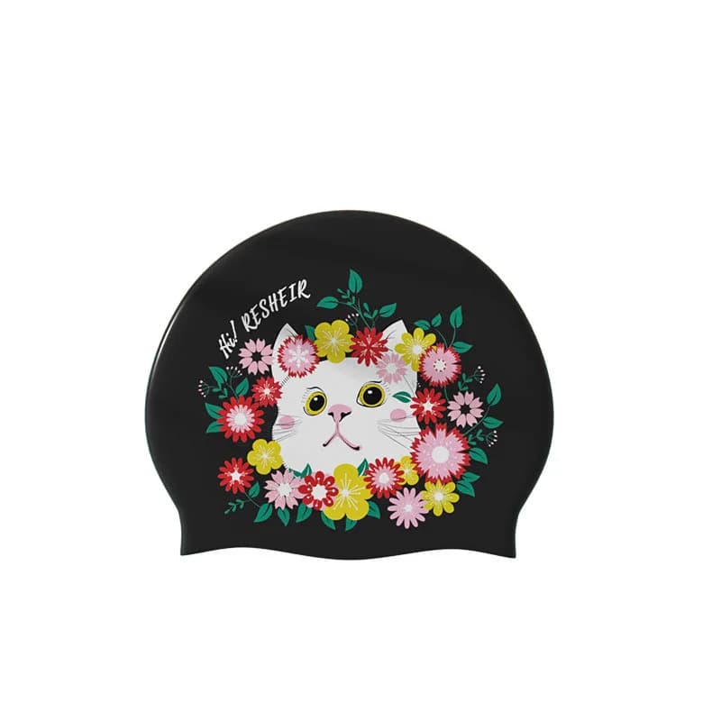 Fashionable printed waterproof adult swimming cap, silicone swimming cap