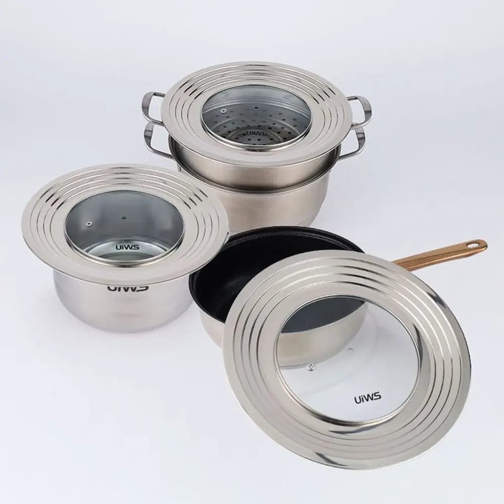 New Stainless Steel Universal Pot Lid Heavy Duty Tempered Glass Frying Pan Cover Thick Highly Sealed Skillet Lid Frying Pan