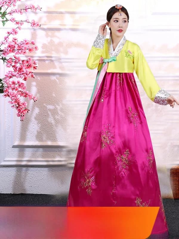 Gonna Tradizionale Coreana da Donna per Spettacoli, Costume Etnico, Abbigliamento Quotidiano, Gonna Lunga in Poliestere