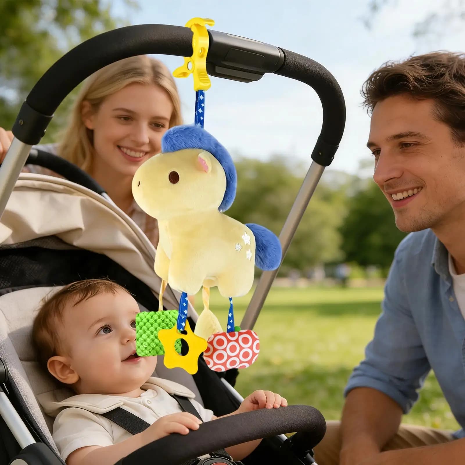 Mobile per culla per bambini, con cavalli del Capodanno Lunare, giocattoli da dentizione e campanello da letto rilassante, per neonati e bambini, adatto per cameretta, casa, viaggio, passeggino e auto