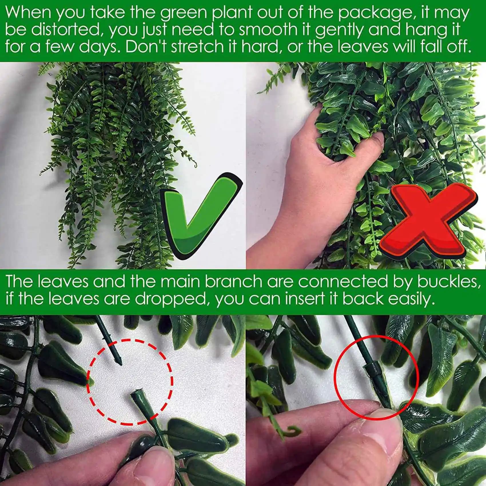 4 Pack Artificial Hanging Plants Fake Ivy Leaves Wall Decoration For Indoor Outdoor, Greenery Home Decor Faux Vine