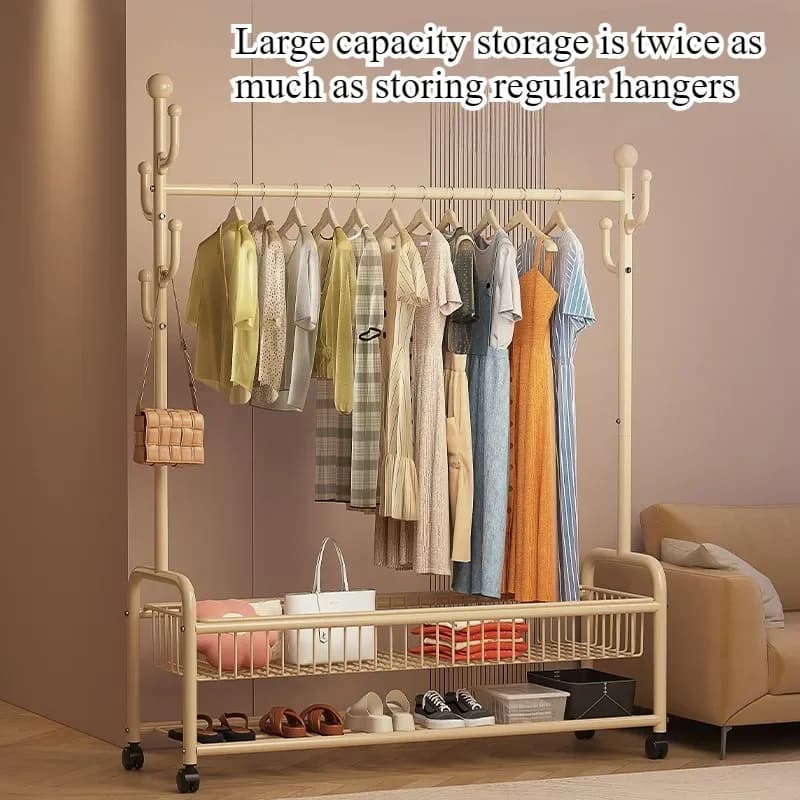 Bedroom clothes rack Indoor simple coat rack Room drying rack Floor-to-ceiling household removable hanger
