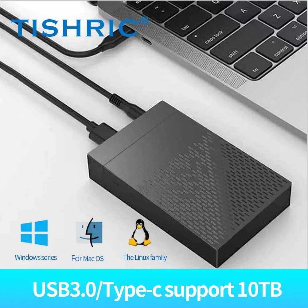 TISHRIC Custodia per HDD 3.5 Custodia per disco rigido esterno HDD SSD SATA a USB 3.0 3.1/Tipo C Scatola per disco rigido per PC da gioco Computer Lapop