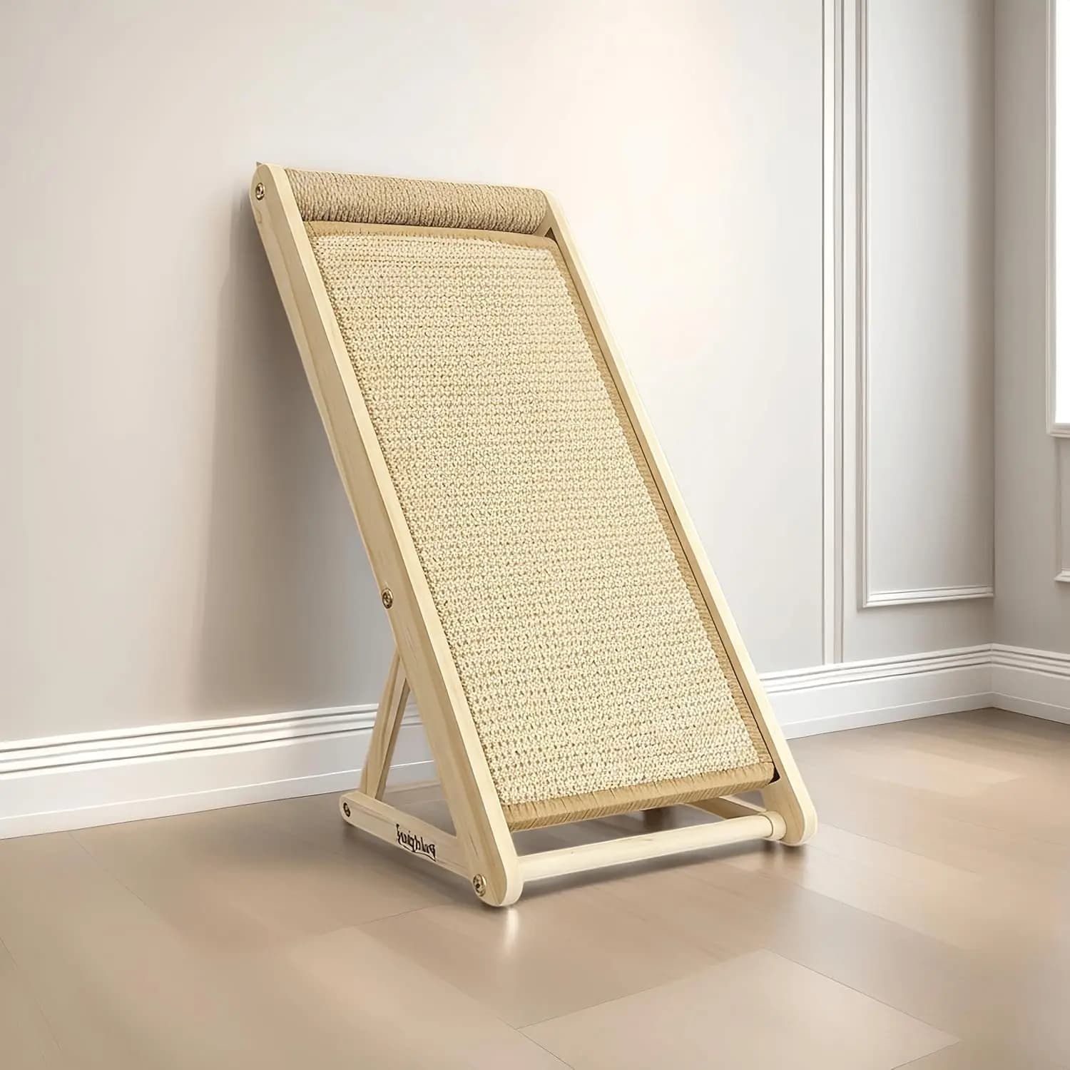 Robusto Tiragraffi per Gatti con Sisal, Design Triangolare, Facile Montaggio, Rampa in Legno per Protezione Mobili
