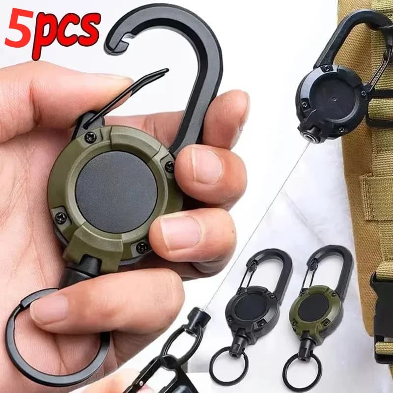 1/5pcs Heavy Duty Retrattile Pull Badge ID Bobina Moschettone Portachiavi Corda di Filo di Acciaio Fibbia Portachiavi Portachiavi All'aperto Strumenti