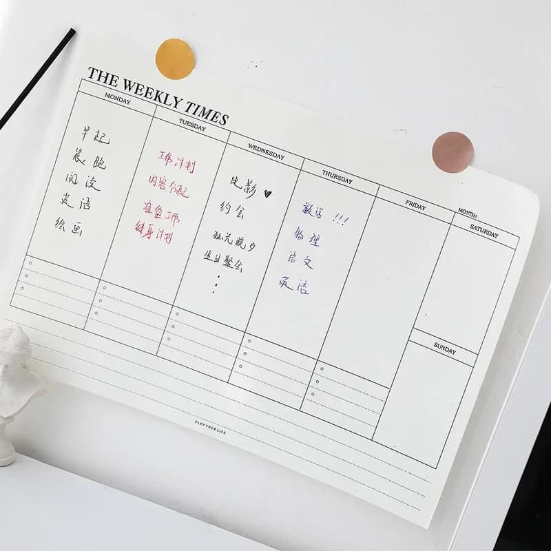 Agenda Settimanale e Mensile Non Datata, Quaderno per Appunti e Pianificazione, Planner per Studio, Cancelleria Coreana, Articoli per Ufficio e Scuola