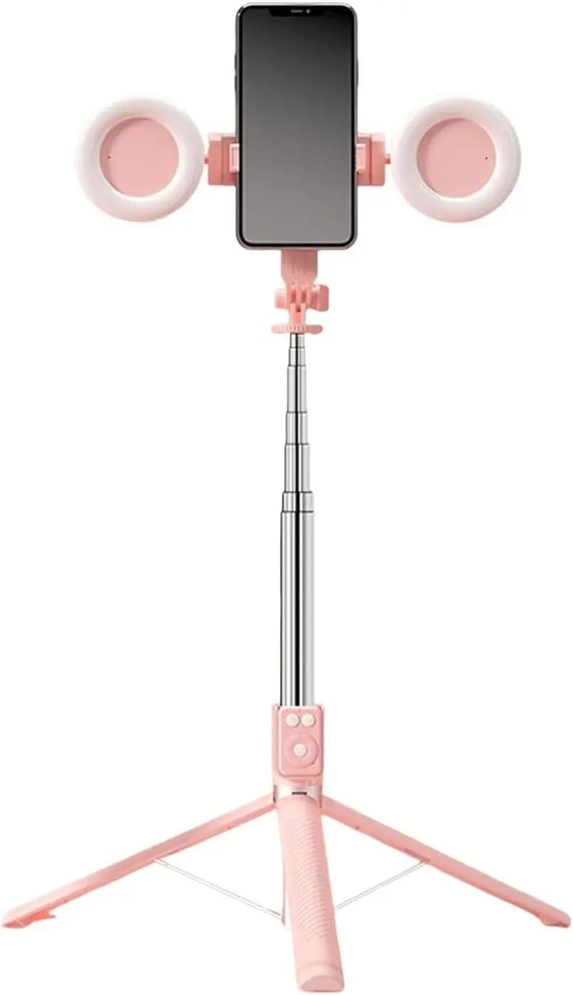 Treppiede per selfie con luce e telecomando Bluetooth, mini treppiede estensibile da 67 pollici per iPhone Samsung Android, 6 in 1