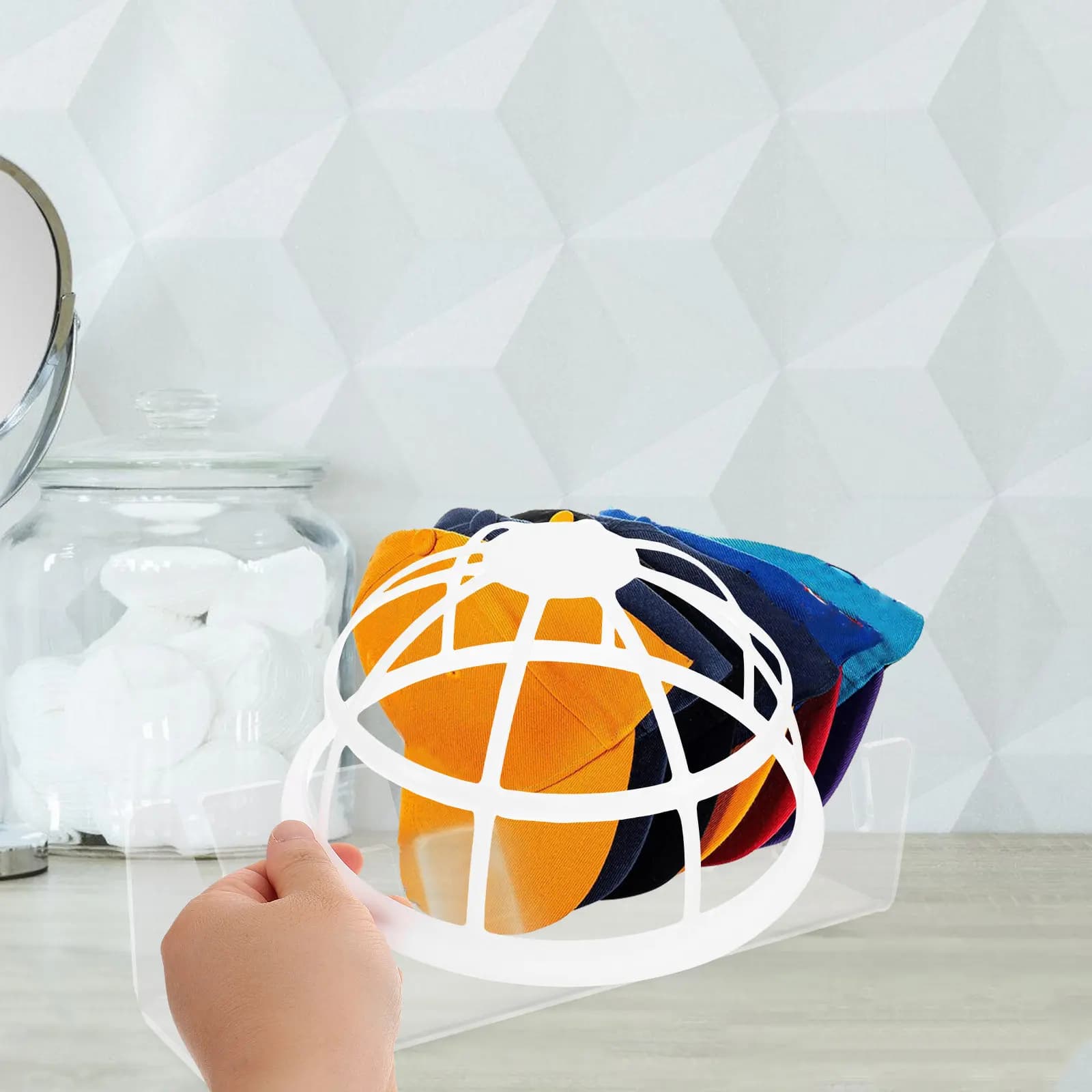2 Pezzi Gabbia per Lavaggio Cappelli Multifunzionale in Plastica, Protezione per Cappellini da Baseball, Supporto per Pulizia e Modellatura in Lavatrice