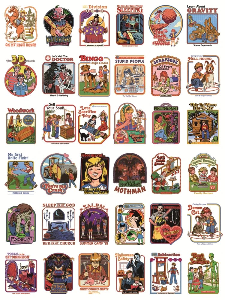 10 pz/lotto Retro Black Humor 7 cm fusibile abbigliamento patch trasferimento di calore vinile termoadesivi per bambini ferro sul trasferimento