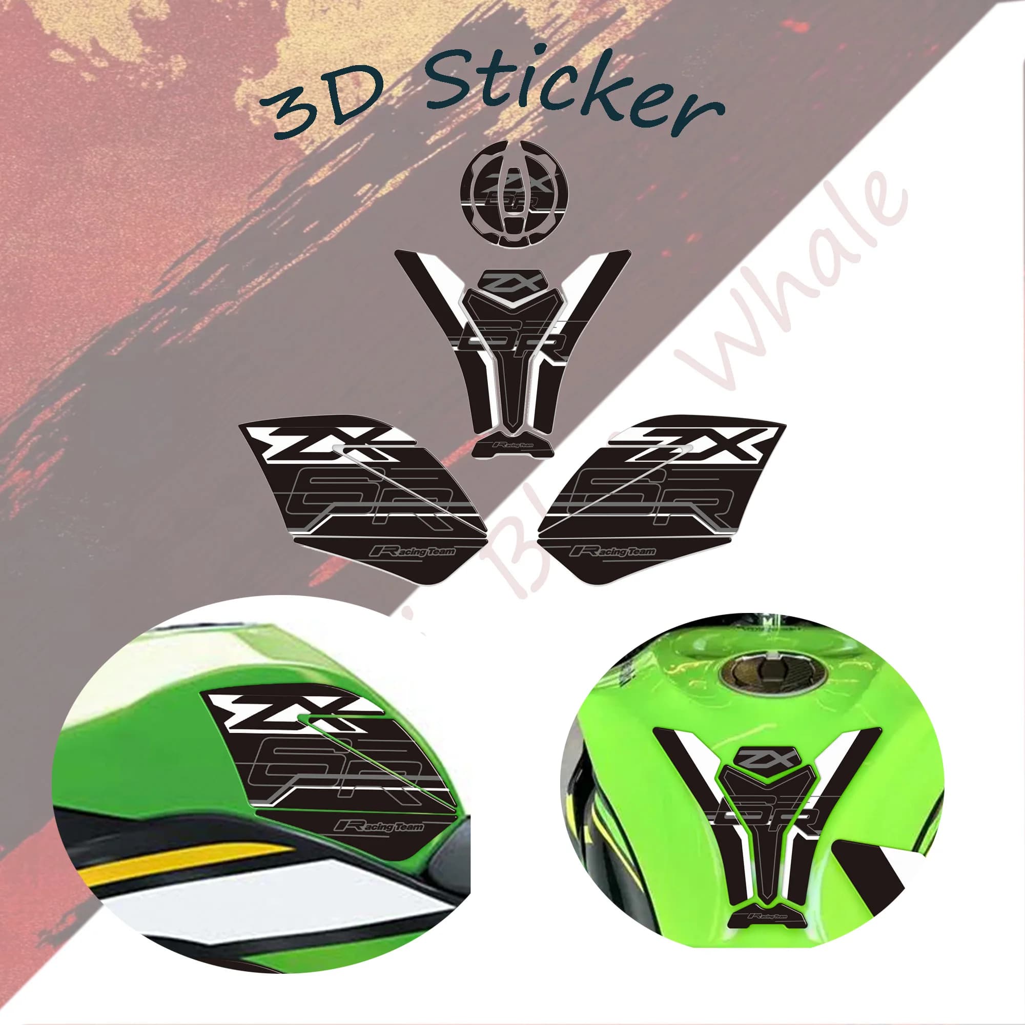 Per kawasaki Ninja ZX6R ZX6R Nuovo kit di adesivi di protezione in resina epossidica 3D Protezioni sui pacchetti di adesivi per accessori moto