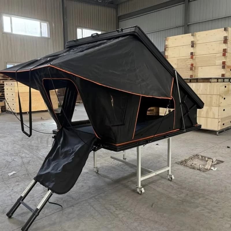 Tenda da tetto da campeggio DrunkenXp nuova, 142 cm, allargata, con illuminazione LED esterna X-Lift, guscio in alluminio a forma di diamante con coda alta.