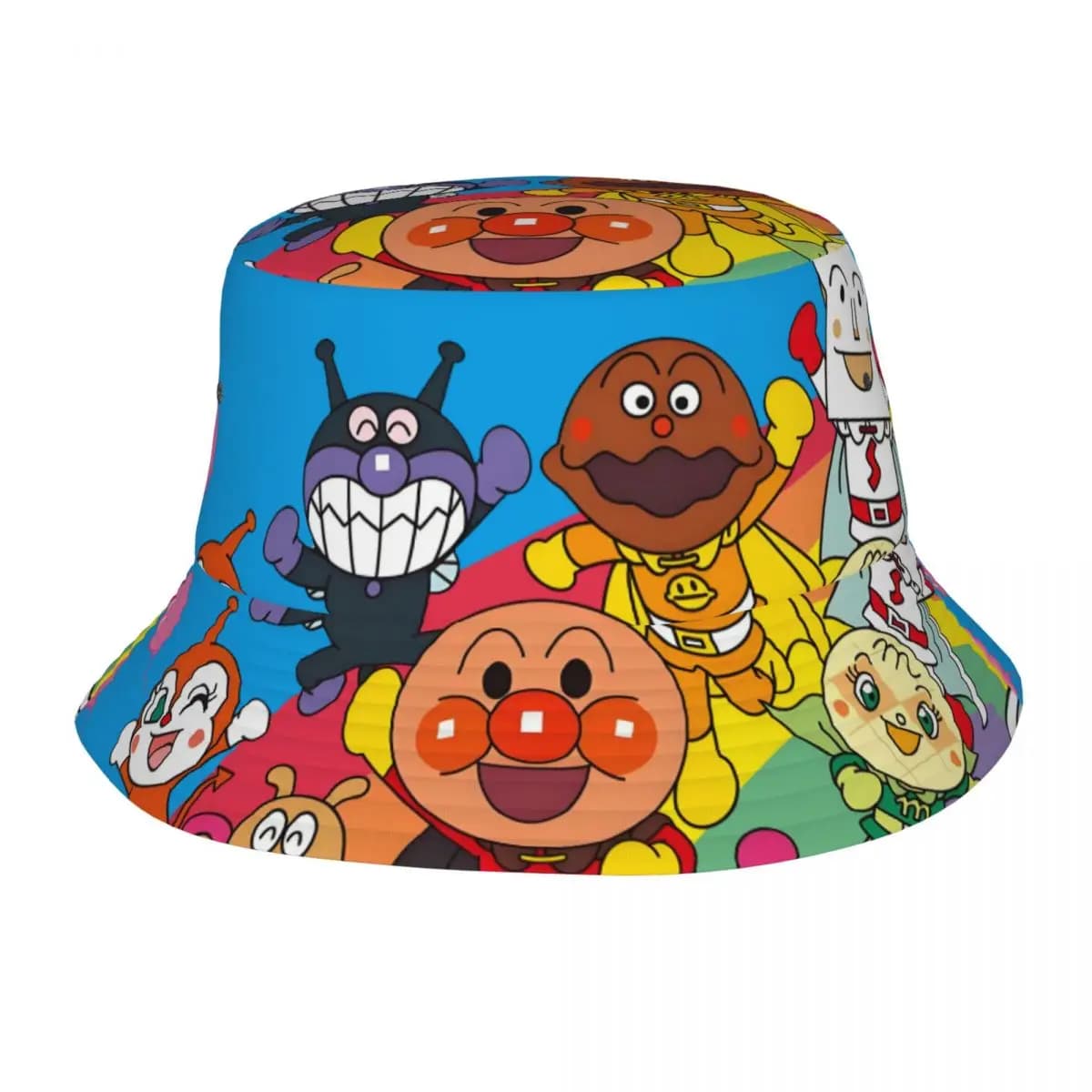 Custom Anpanman Cartoon Manga Bucket Hats Men Women Fashion Outdoor Sun Summer Fisherman Cap