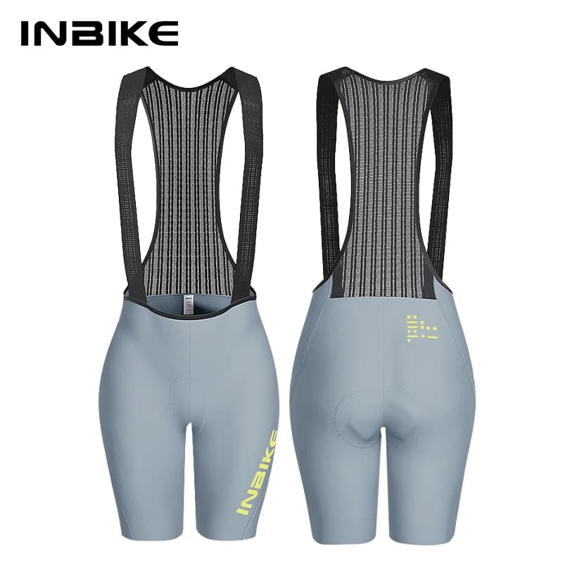 Pantaloncini da ciclismo INBIKE da donna con bretelle, traspiranti ed elasticizzati, a vita alta, per l'estate, abbigliamento da ciclismo su strada