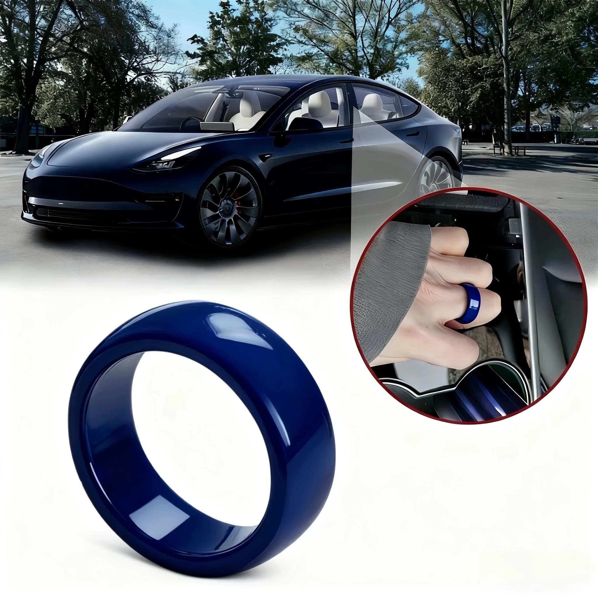 Anello portachiavi intelligente NFC impermeabile in ceramica, sostituisce la chiave del veicolo, portachiavi con chip originali per Tesla Model 3 Model Y