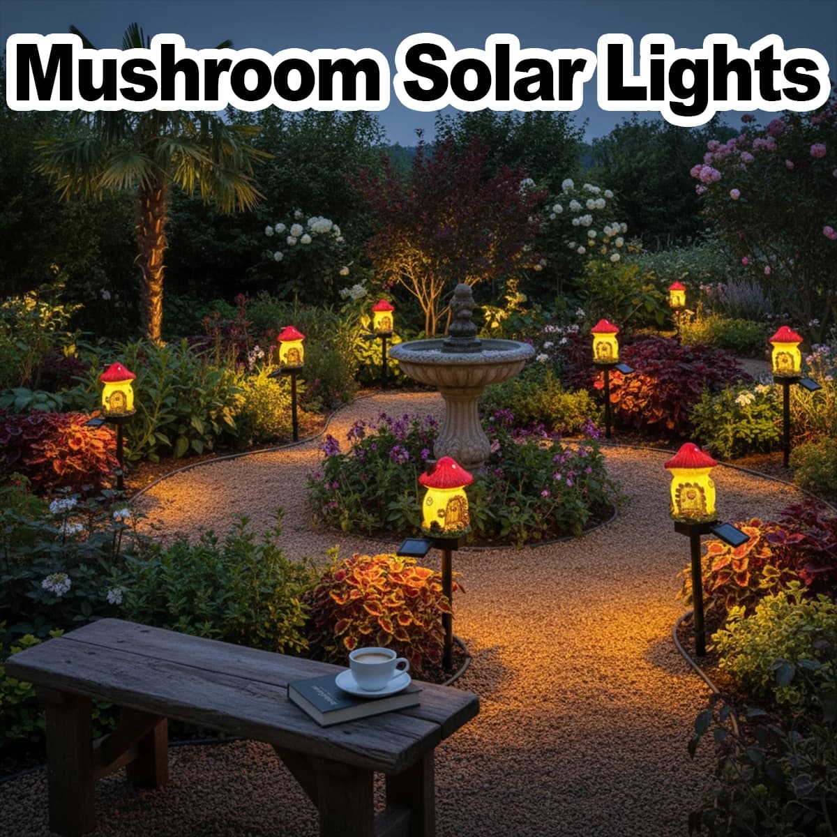 Luci solari in resina Lampada da prato per esterni Lampada da giardino impermeabile per passerella a LED per percorsi Lampade creative per funghi
