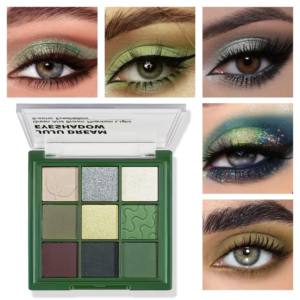 JUJU DREAM Green Brown Phantom Nine Color Shadow Palettes Retro French Sense Green Olive Green Small Smoky