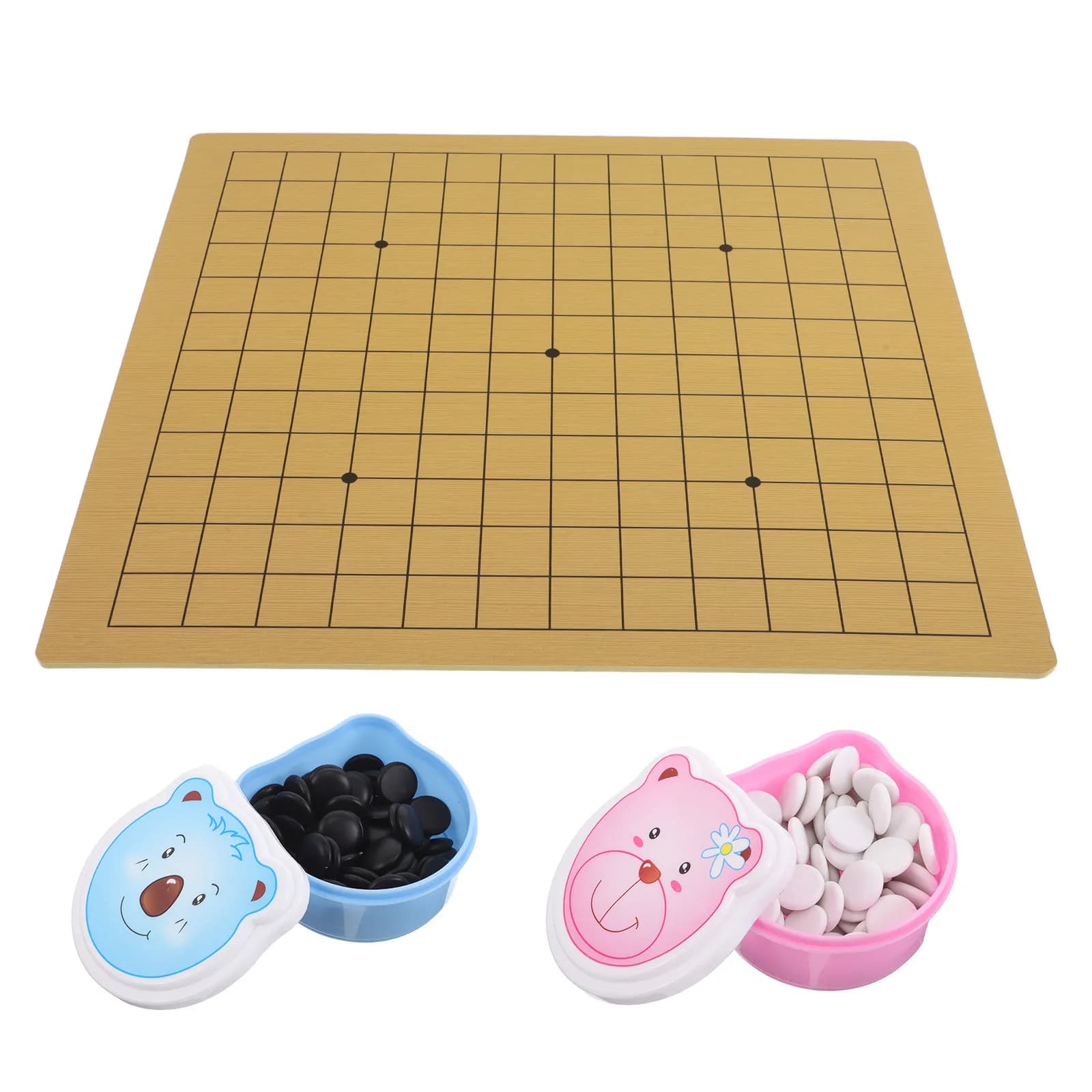 Set da gioco per bambini con design a forma di orso dei cartoni animati, tabellone a doppia faccia con griglie 9x9 e 13x13, strumento di apprendimento portatile e leggero per bambini