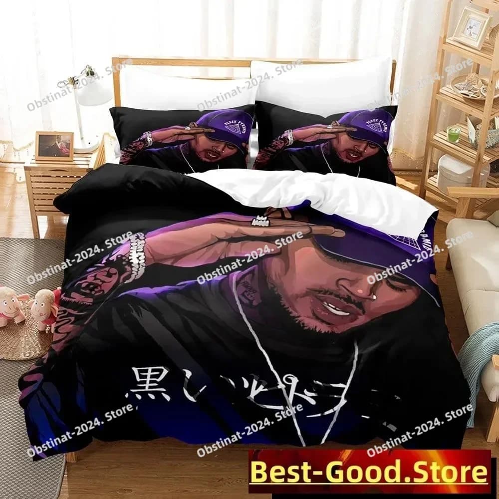 Chris Brown Bedding Set Single Twin Full Queen King Size Bed Set Adult Kid Bedroom Duvetcover Sets 3D Anime Bed Sheet Set