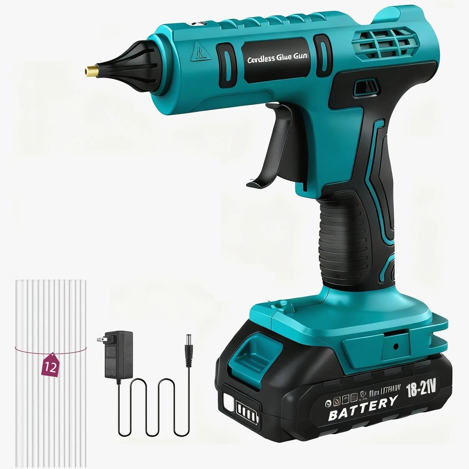 Cordless Hot Glue Gun Kit – Rechargeable Battery + Fast-Heat Dripless Design + 12×0.43″ Glue Sticks – Lightweight, Ergonomic, Ready for Crafts, DIY Repairs & Light Construction Tasks
