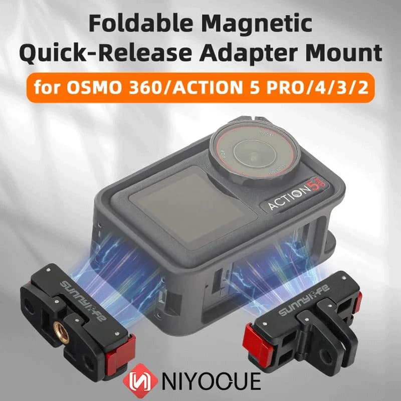 Supporto magnetico pieghevole a sgancio rapido per action camera selfie stick adattatore per treppiede supporto per fotocamera per OSMO 360/ ACTION 5 PRO/4/3/2