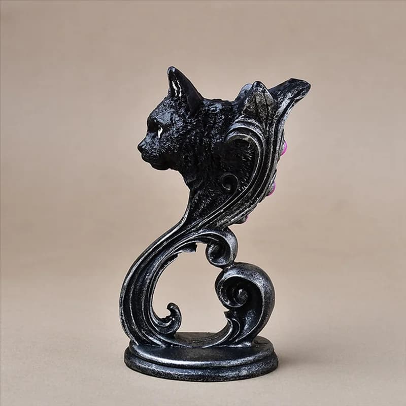 Decorazione per la casa regalo con statue e figurine nere - Supporto per base piedistallo con sfera in cristallo