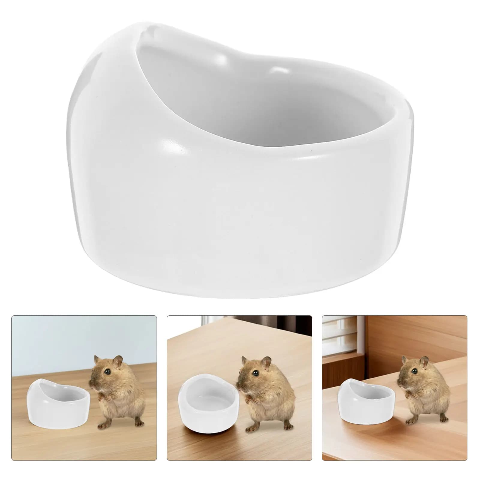 Hamster Ceramic Bowl White Anti-Tilt Slanted Small Ceramic Food Water Bowl Chew Proof for Hamsters Gerbils Small Pets Feeding