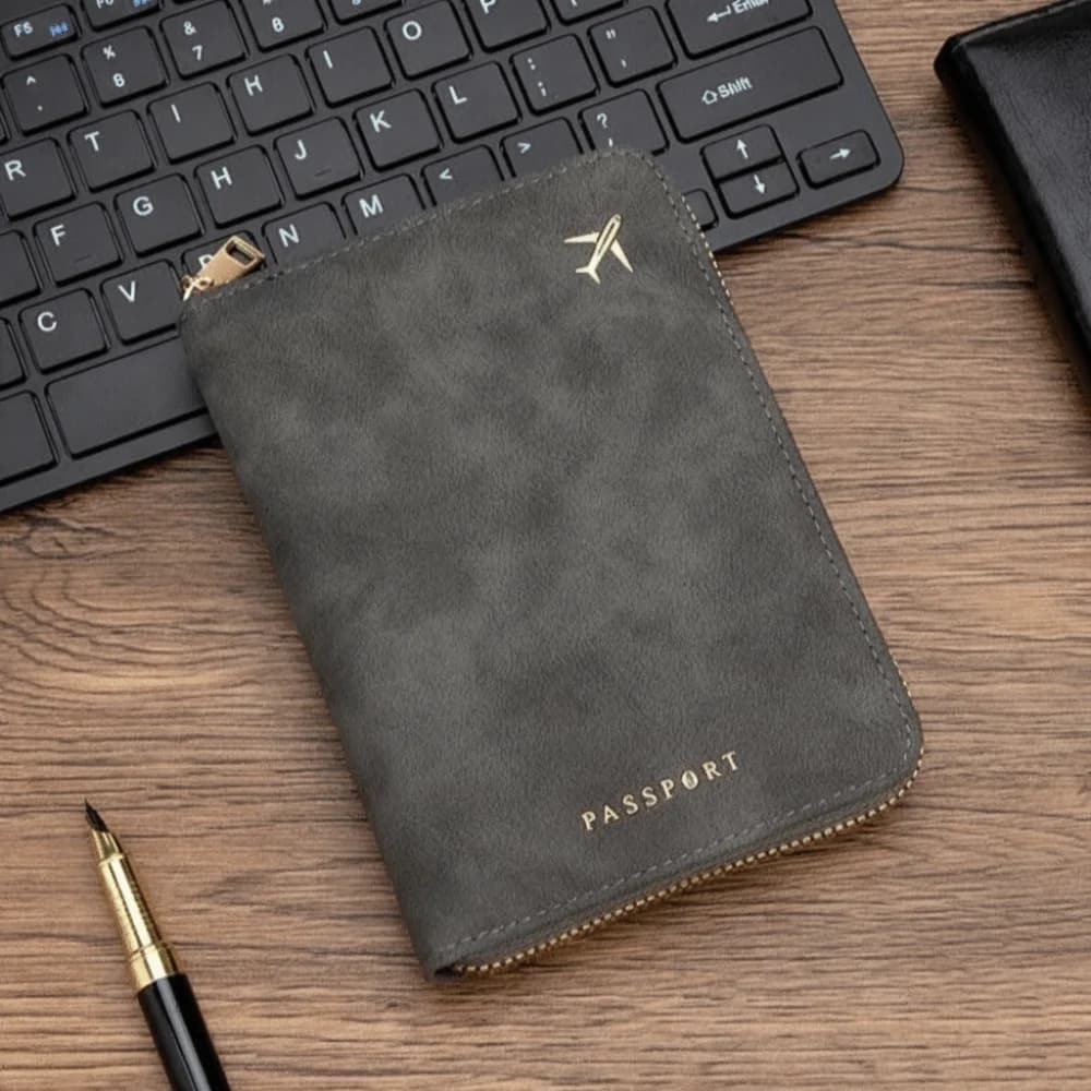 With Zipper RFID Passport Cover Thickened Leather Travel Organizer Anti-Theft Multi-Functional Card Holder Wallet Ticket Storage