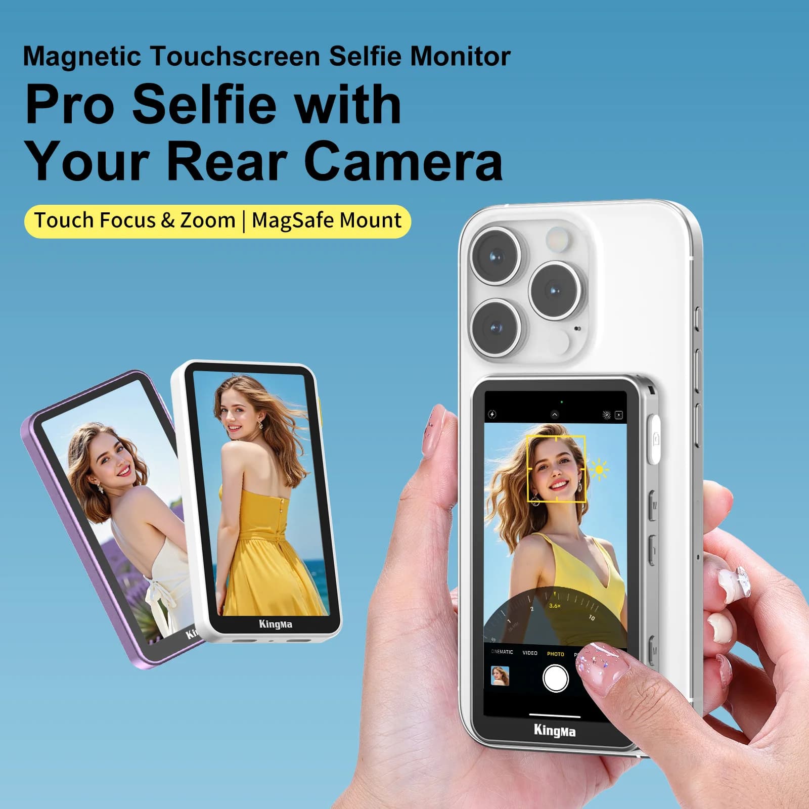 PH02 ULTRA Phone Vlog Selfie Monitor Touch Screen 4 Inch Video Transmission Camera Rear for TikTok, for iPhone