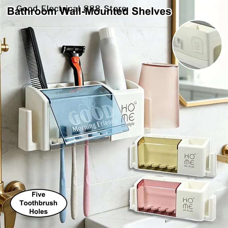 Electric Toothbrush Holder Wall-Mounted Bathroom Organizer Tooth Brush Holder Toothbrush Bathroom Tool Toothpaste Storage Rack