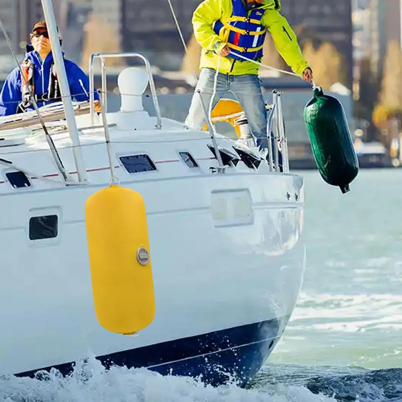 Parabordi per Barche, Boa di Ancoraggio a Sfera con Foro Rinforzato, Boa Gonfiabile in PVC per Ormeggio Marino, per Vela, Pesca all'Aperto, Yacht